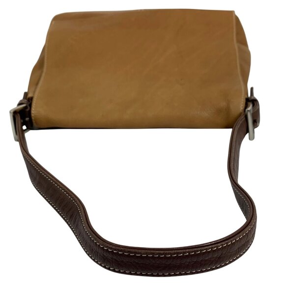 TIGNANELLO Boho Front Flap Saddle Shoulder Bag Camel Tan Leather Buckle Strap - Picture 9 of 14